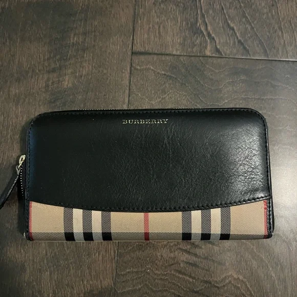 Elmore House Check & Leather Zip Around Wallet - Picture 2 of 8